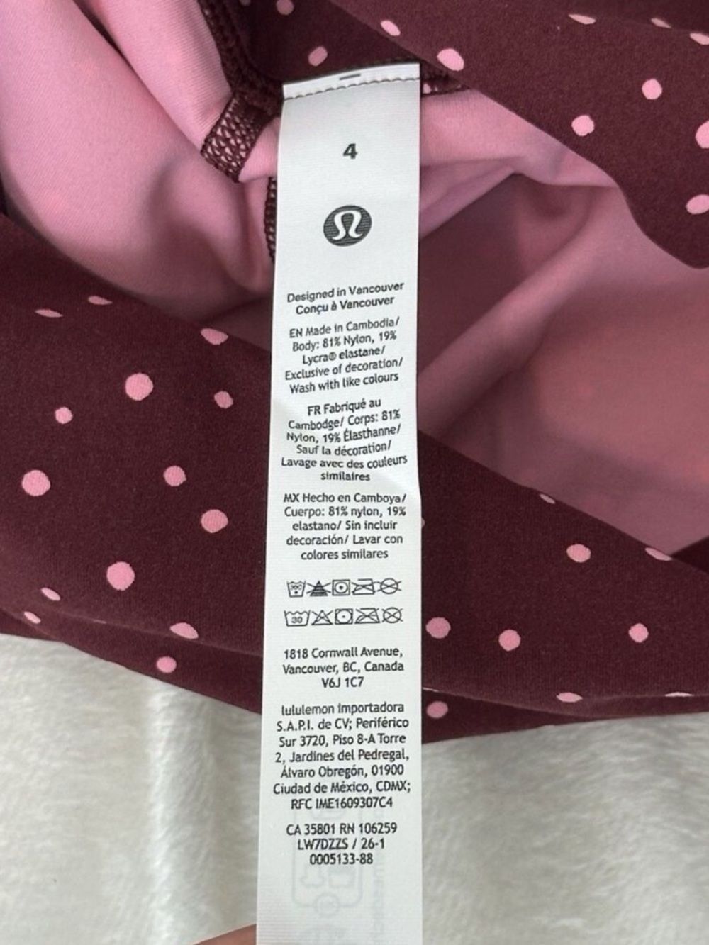NWT 4 Align 4” No Line High-Rise Yoga Short Heart Dot Burgundy Lululemon - Picture 3 of 6